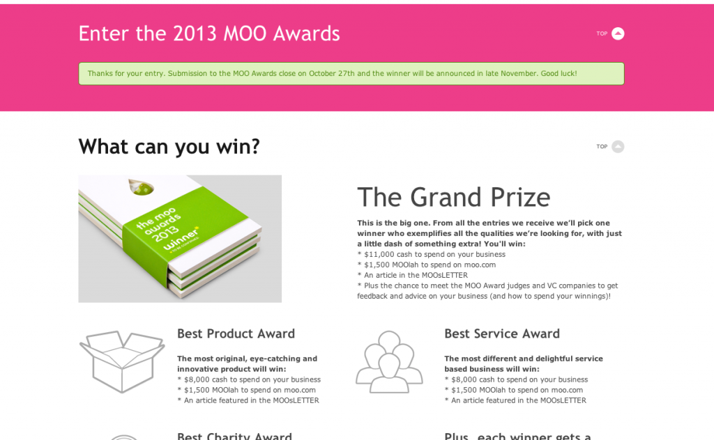 2013 moo awards submission confirmation